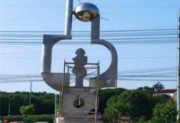 現代標示牌雕塑廠家 大型別墅區擺件  鏡面不銹鋼標示牌雕塑小品