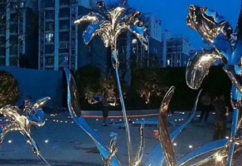 鏡面玉蘭花雕塑廠家 烤漆大型擺件 仿真不銹鋼玉蘭花雕塑