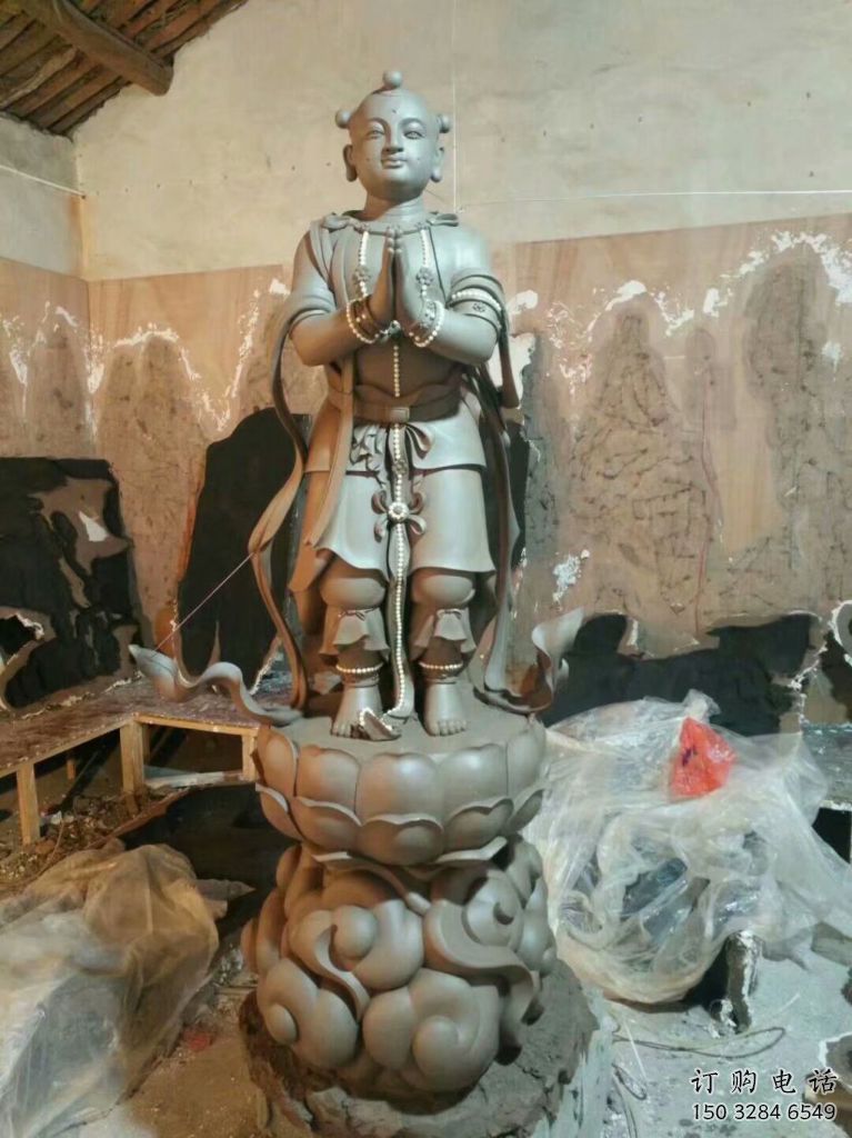 彩繪金童玉女雕塑廠家 戶外擺件 街頭金童玉女雕塑