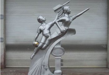 鏡面飛躍雕塑廠家 大型擺件  校園不銹鋼飛躍雕塑