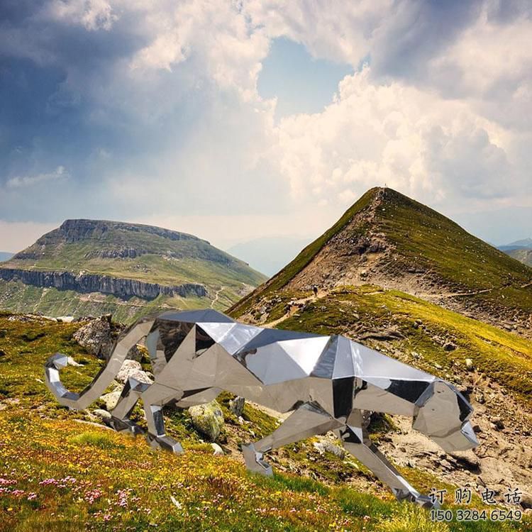 異形金錢豹雕塑廠家 現代小品 公園不銹鋼金錢豹雕塑