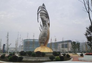 現代雙魚雕塑廠家 大型別墅區擺件 創意不銹鋼雙魚雕塑小品