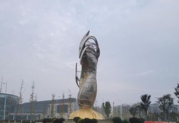 廣場雙魚雕塑廠家 現代創意小品 烤漆不銹鋼雙魚雕塑擺件