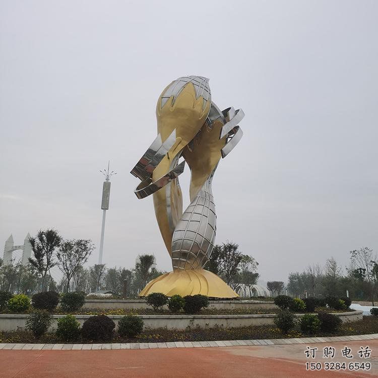 戶(hù)外雙魚(yú)雕塑廠(chǎng)家 噴漆小品  現(xiàn)代不銹鋼雙魚(yú)雕塑擺件