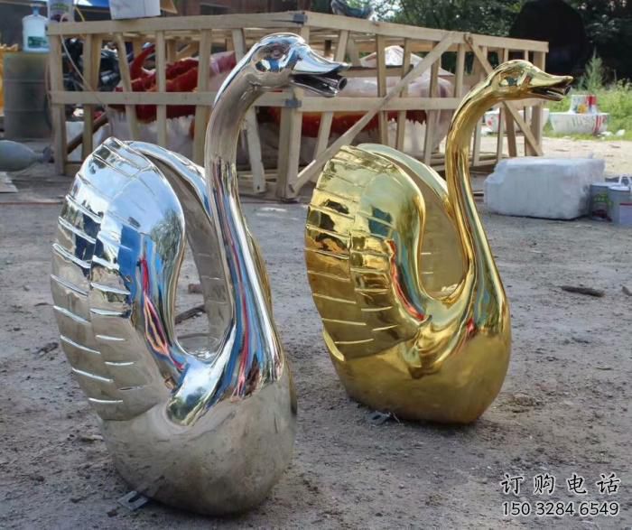 電鍍家禽雕塑廠家 園林擺件  公園廣場不銹鋼家禽雕塑