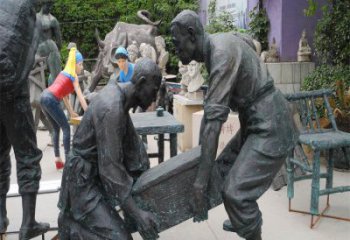 街頭仿古工人雕塑