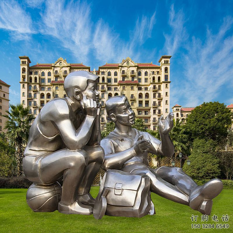 校園主題人物雕塑廠家 不銹鋼學生雕塑 公園廣場擺件