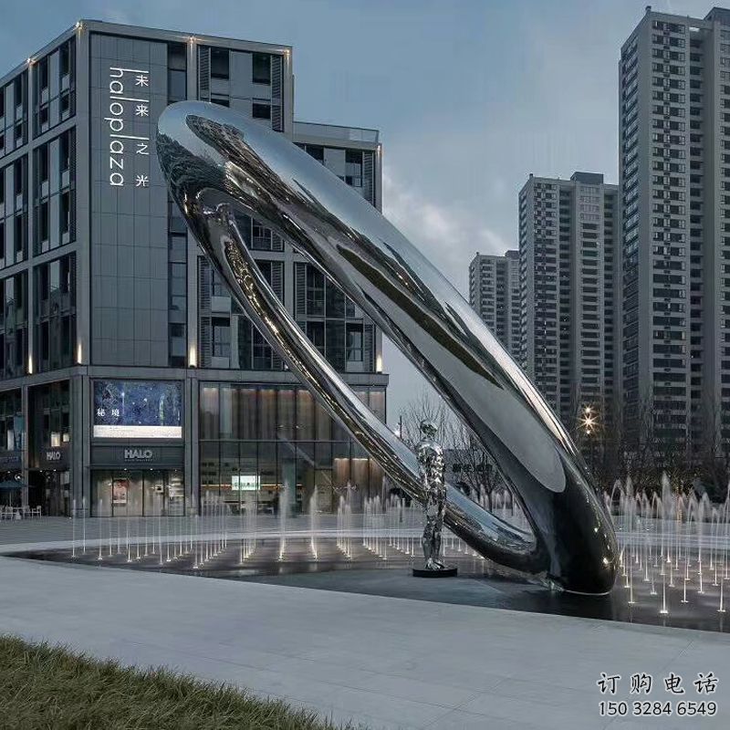噴泉雕塑廠，圓環(huán)噴泉雕塑，不銹鋼圓環(huán)噴泉雕塑廠家