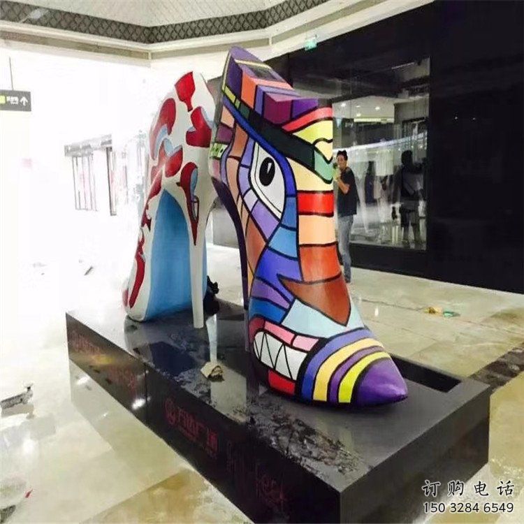 加工抽象高跟鞋雕塑 店門口彩繪雕塑 步行街擺件雕塑