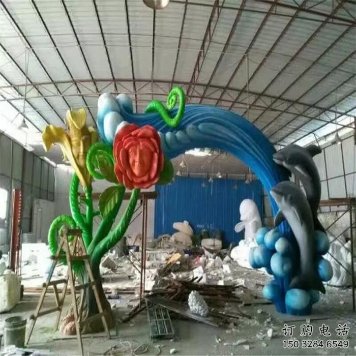 城市海豚雕塑生產商 風景區彩繪雕塑 抽象擺件雕塑