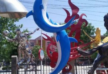 創意海豚雕塑供應 步行街店門口雕塑 生物雕塑小品