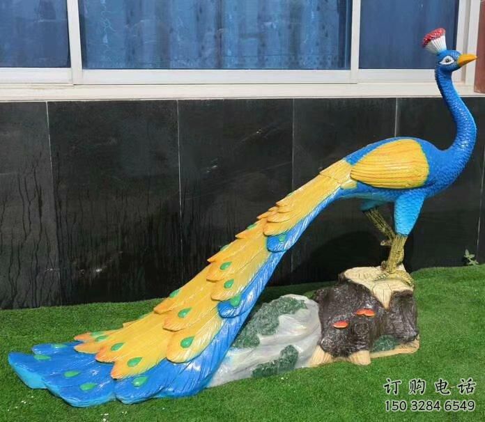 戶外園林孔雀雕塑 田間彩繪雕塑 仿真擺件
