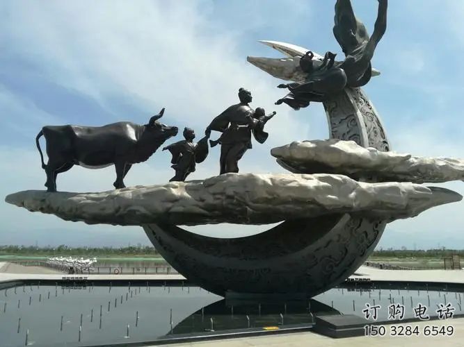 風(fēng)景區(qū)牛不銹鋼郎織女雕塑 售樓處廣場雕塑 仿古擺件