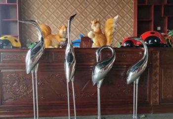 仿真不銹鋼丹頂鶴雕塑 酒店公園雕塑 風景區擺件