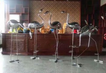 售樓處不銹鋼丹頂鶴雕塑 商業街仿真雕塑 動物擺件雕塑