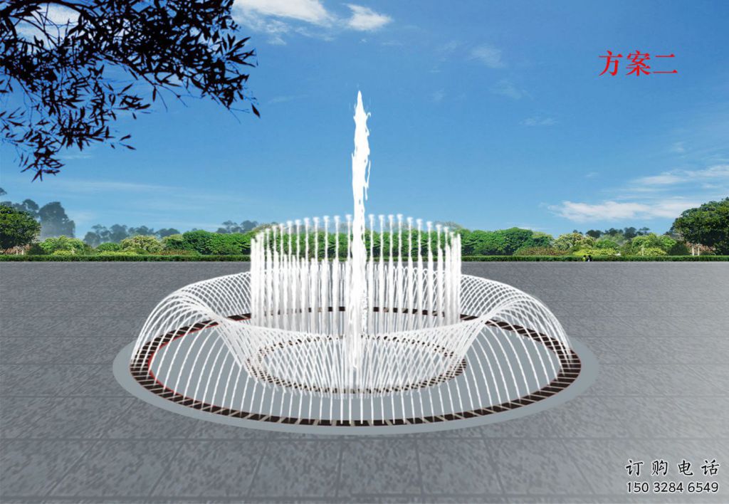 選用噴泉雕塑，燈光數(shù)控效果，公園廣場大型噴泉雕塑