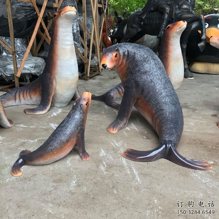 彩繪海豹雕塑廠家 仿真雕塑 步行街?jǐn)[件