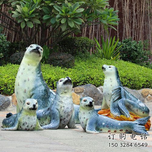 抽象海豹雕塑生產商 店門口彩繪雕塑 步行街擺件