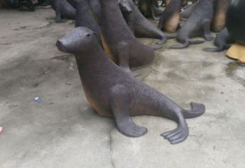 田間海豹雕塑價格 彩繪仿真雕塑 園林擺件