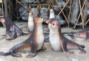 庭院海豹雕塑制作 城市古銅色雕塑 音樂小品