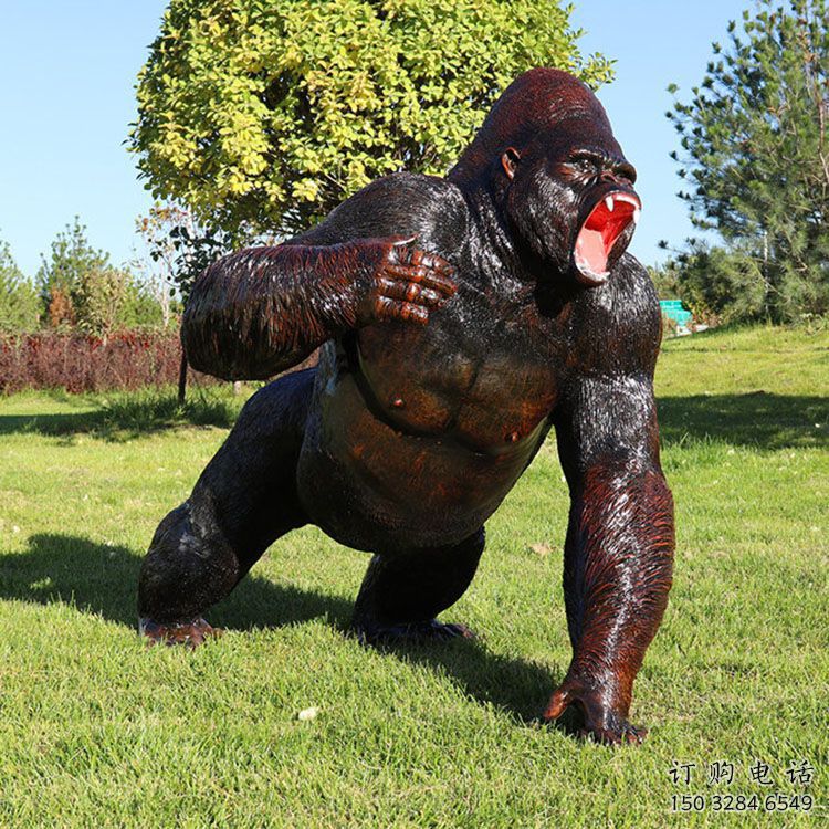 海南廣場猩猩雕塑，動物擺件，仿古工藝