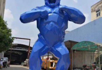 湖北彩繪黑猩猩雕塑 仿真動物雕塑 步行街擺件