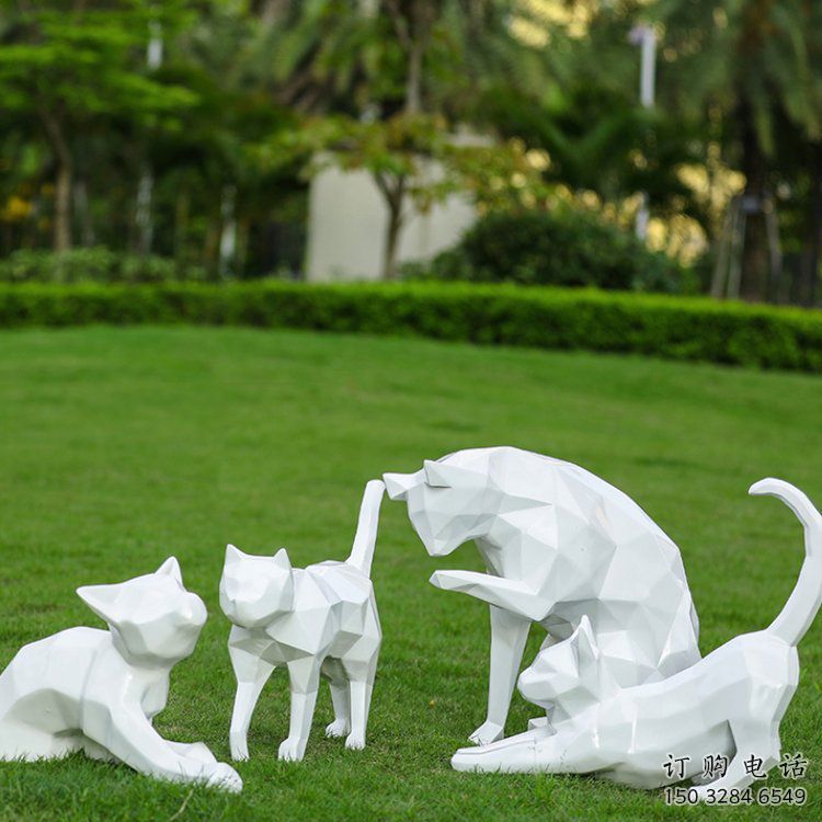 室內貓咪雕塑加工，拉絲海洋雕塑，抽象效果