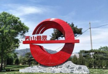 房地產精神堡壘雕塑廠家 現代景觀標牌雕塑 幾何標識雕塑