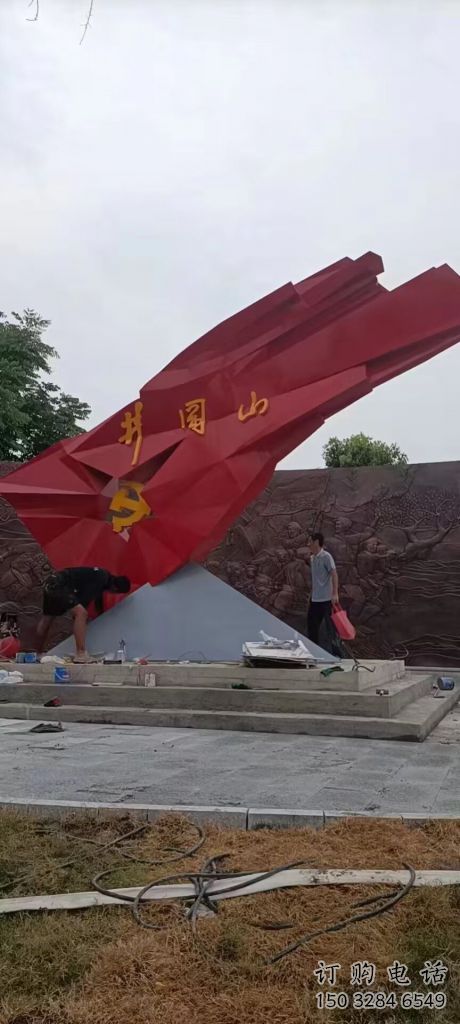 大型黨徽雕塑廠家，戶外景觀雕塑，烤漆工藝
