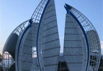 售樓部帆船雕塑廠家，噴砂發光雕塑，烤漆題材