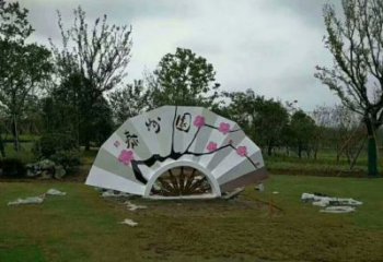 大型扇子雕塑廠家 歐式步行街雕塑 彩繪扇形雕塑