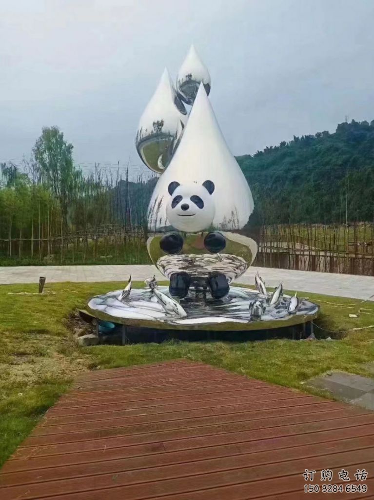 不銹鋼房地產水珠雕塑 現代淚滴雕塑 幾何雕塑