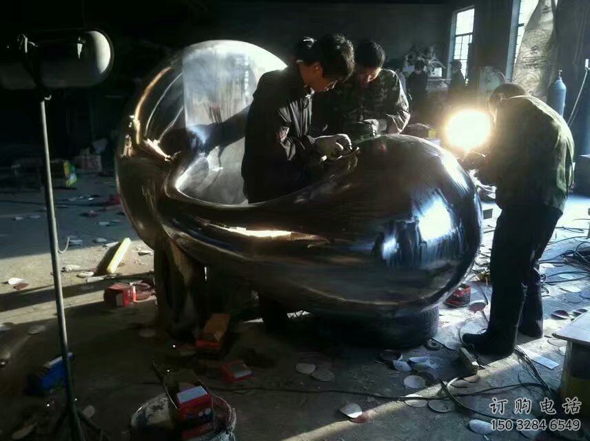 不銹鋼公園水珠雕塑 戶外淚滴雕塑 抽象雕塑