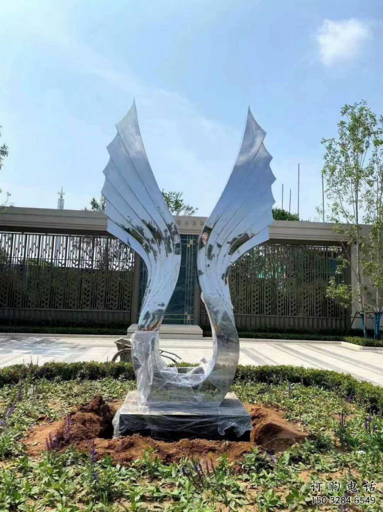 廣場翅膀雕塑制作廠家，抽象水景雕塑，抽象效果
