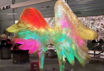 售樓部翅膀雕塑廠家，噴砂發(fā)光雕塑，烤漆題材