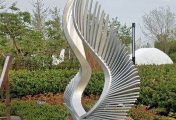 小區翅膀雕塑廠家，拉絲景觀雕塑，抽象效果