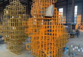 預定燈光魔方雕塑 懸空餐飲店小品 商業街雕塑制作