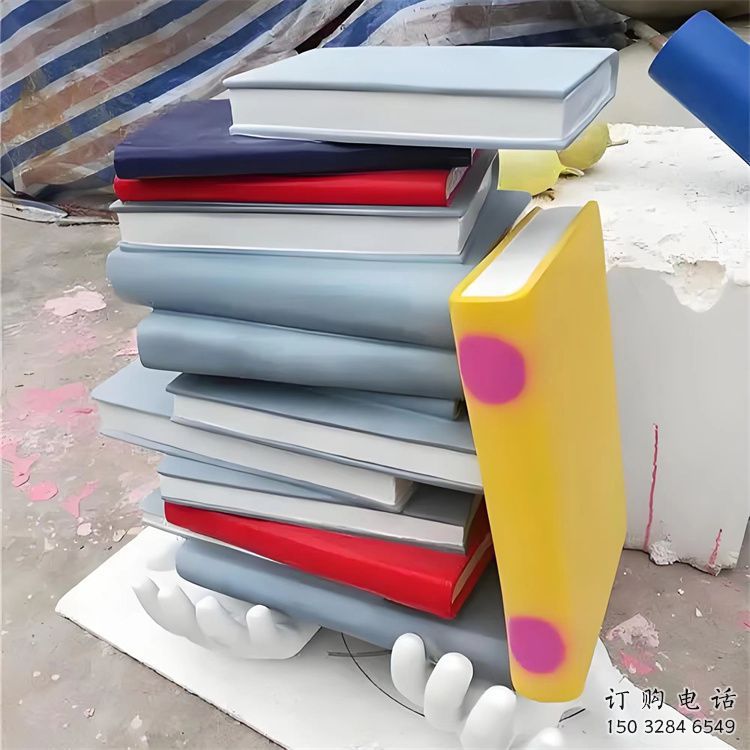 書(shū)雕塑廠家，重疊造型結(jié)構(gòu)，公園戶外不銹鋼雕塑 (1)