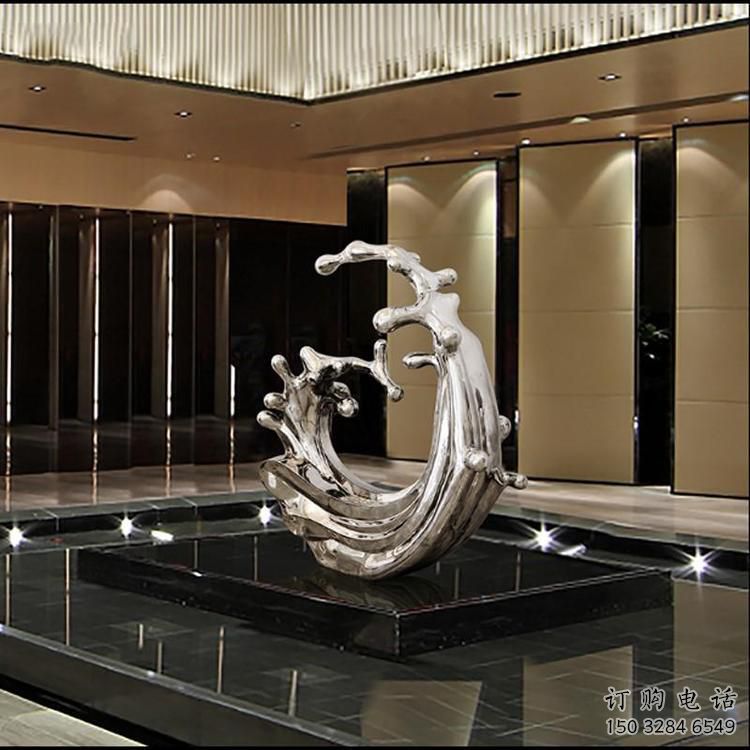 房地產浪花雕塑廠家制作 現代海浪雕塑 幾何波浪雕塑