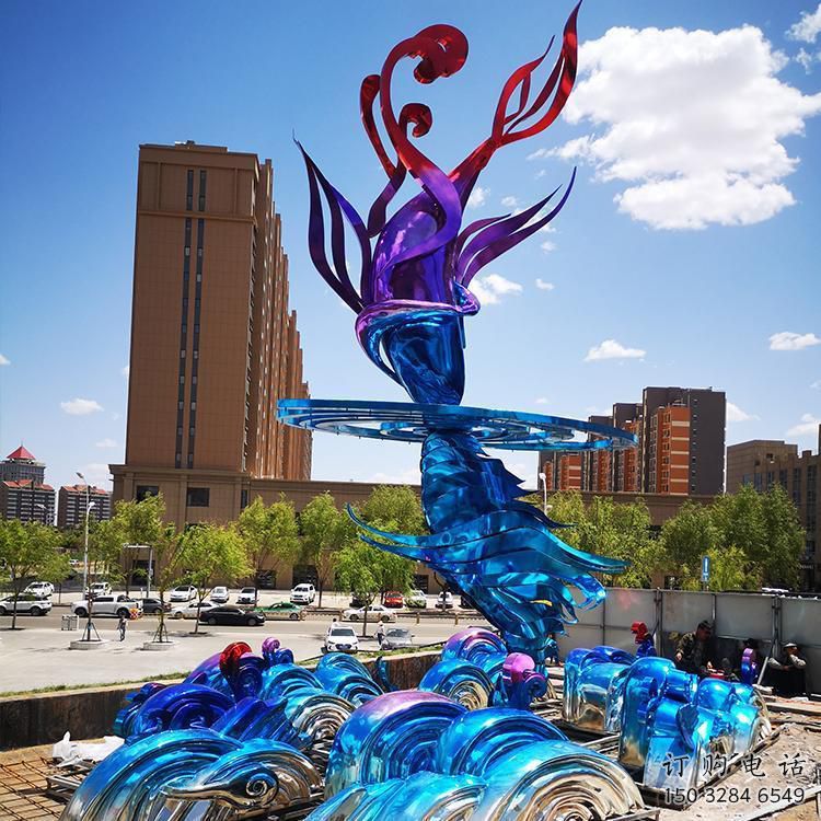 住宅小區浪花雕塑廠家 啞光海浪雕塑 公園波浪雕塑