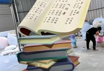 書雕塑廠家，重疊造型結(jié)構(gòu)，公園戶外不銹鋼雕塑 (6)