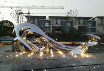 預定大型商場浪花雕塑 仿真海浪雕塑 鏡面波浪雕塑生產