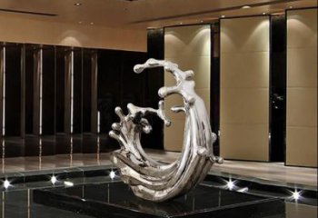 房地產浪花雕塑廠家制作 現代海浪雕塑 幾何波浪雕塑