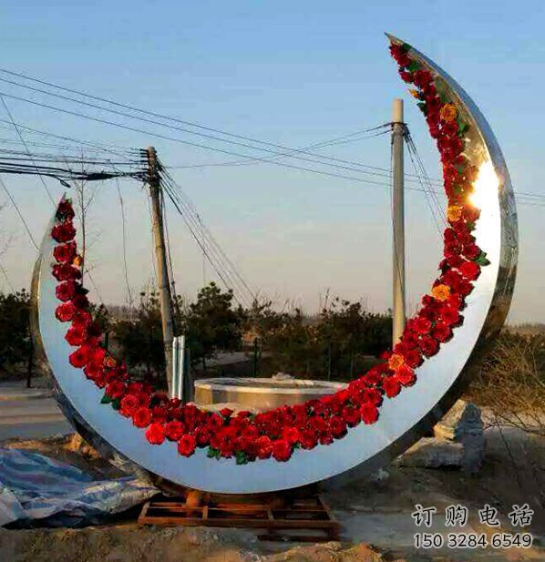 售樓部月亮雕塑生產(chǎn)商，噴砂發(fā)光雕塑，烤漆題材