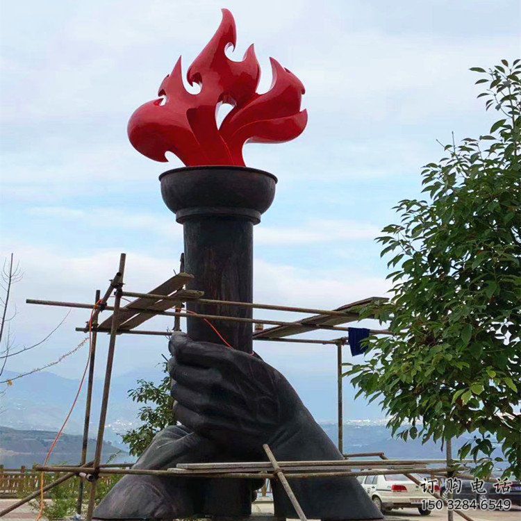 大門口火焰雕塑供應(yīng)廠家 發(fā)光公園小品 仿真雕塑