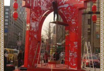 美陳燈籠雕塑廠家生產 異形噴水雕塑 酒店雕塑選定