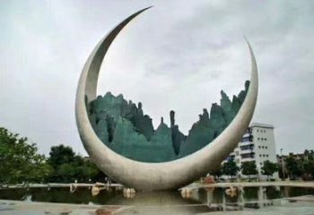 農村月亮雕塑制造商，鏤空景觀雕塑，抽象效果