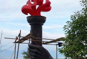 大門口火焰雕塑供應廠家 發(fā)光公園小品 仿真雕塑