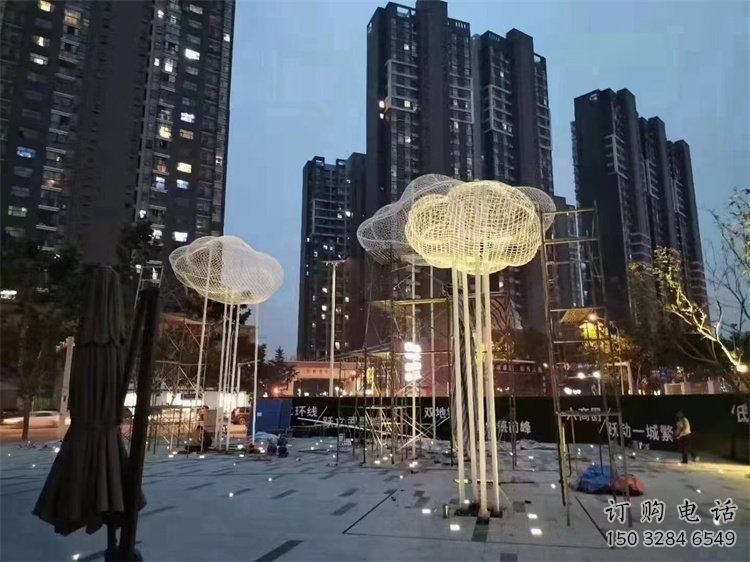 鋼管云梯雕塑 異形噴水梯子雕塑 農(nóng)村云朵雕塑效果圖