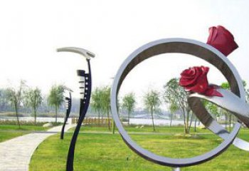 房地產(chǎn)指環(huán)雕塑廠家 剪影標(biāo)識(shí)雕塑 鍛造戒指環(huán)雕塑